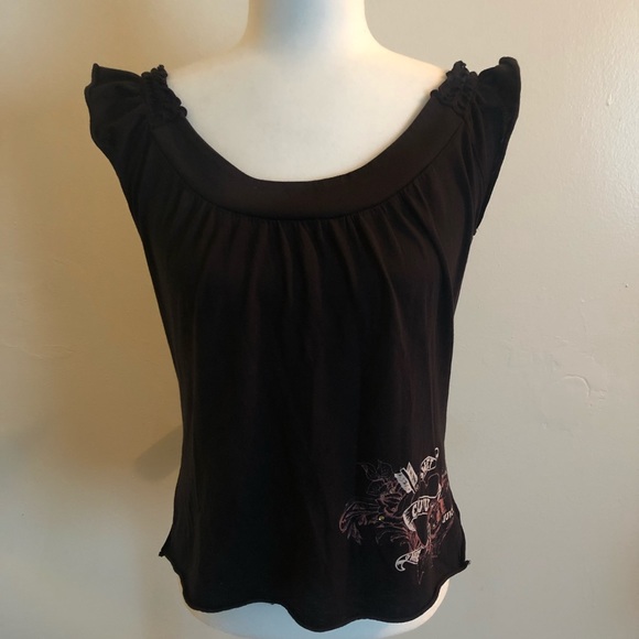 Juicy Couture Tops - Juicy Couture Black Sleeveless Flutter Strap Top